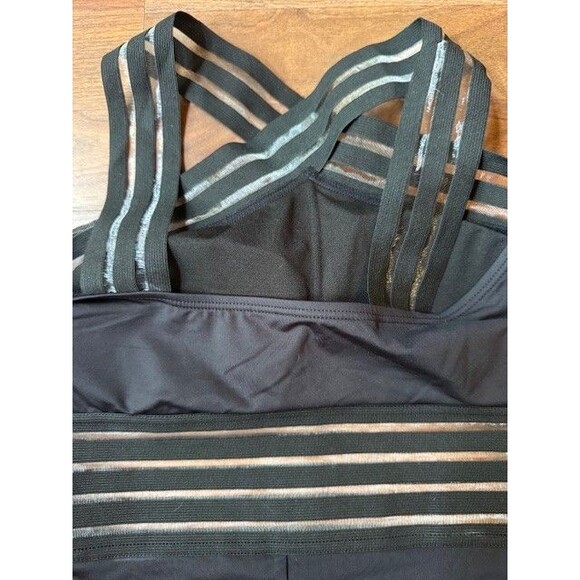 Kenneth Cole Black One Piece MED Cross Neck Illusion Mesh Swimsuit Bathing Suit - Picture 7 of 11